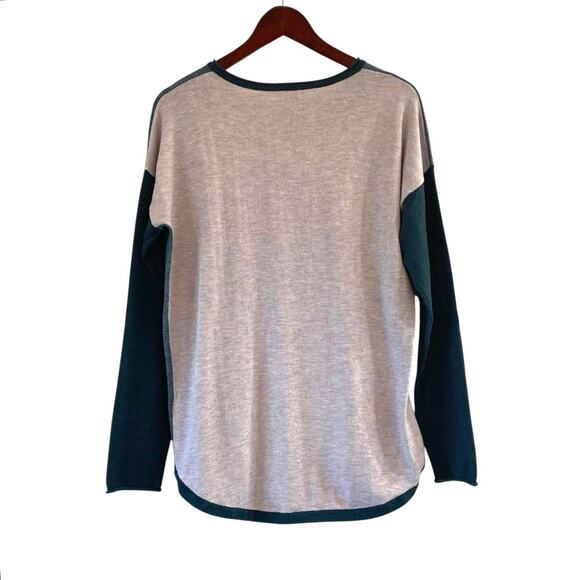 Smartwool Womens Shadow Pine Colorblock Sweater in Mist Blue/Twilight Marl Large - Picture 3 of 7